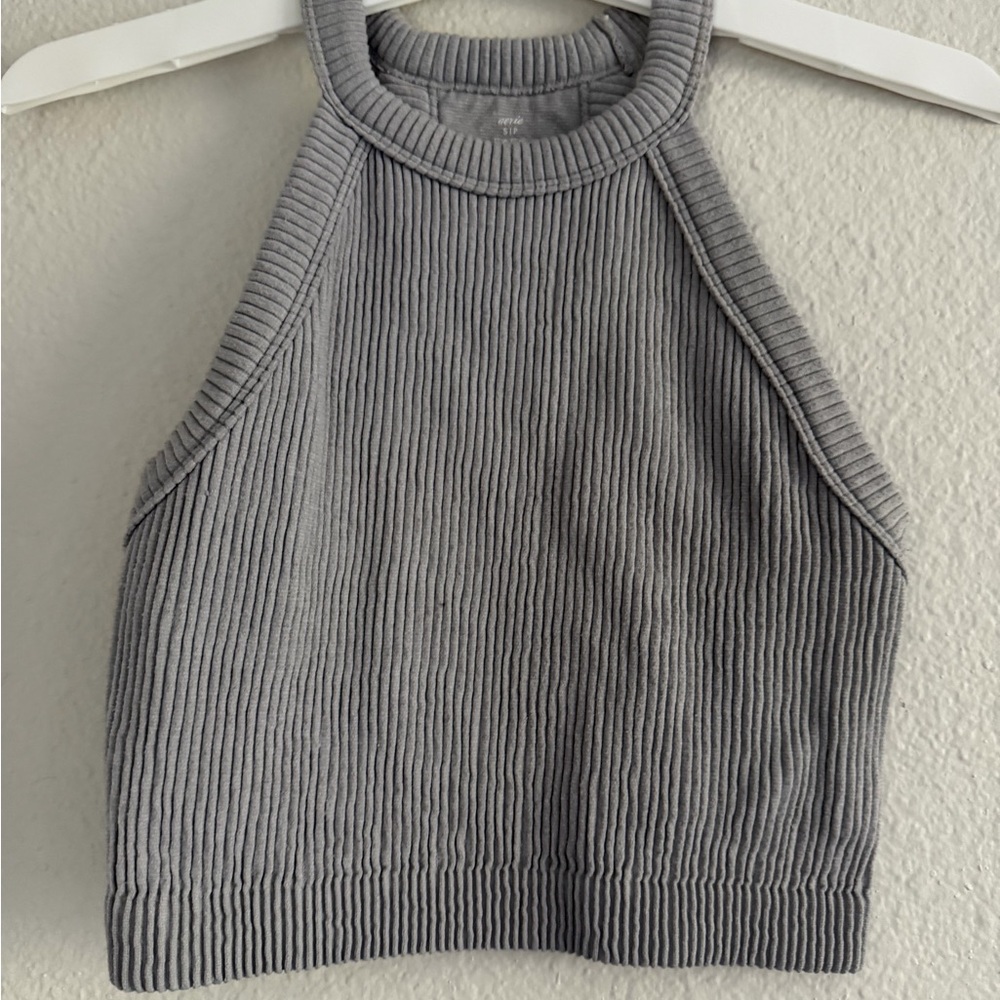 Aerie Charcoal Ribbed Crop Top